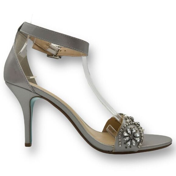 Betsey Johnson Womens Gina Embellished Rhinestone Sandals Silver Size 10M - Picture 3 of 11